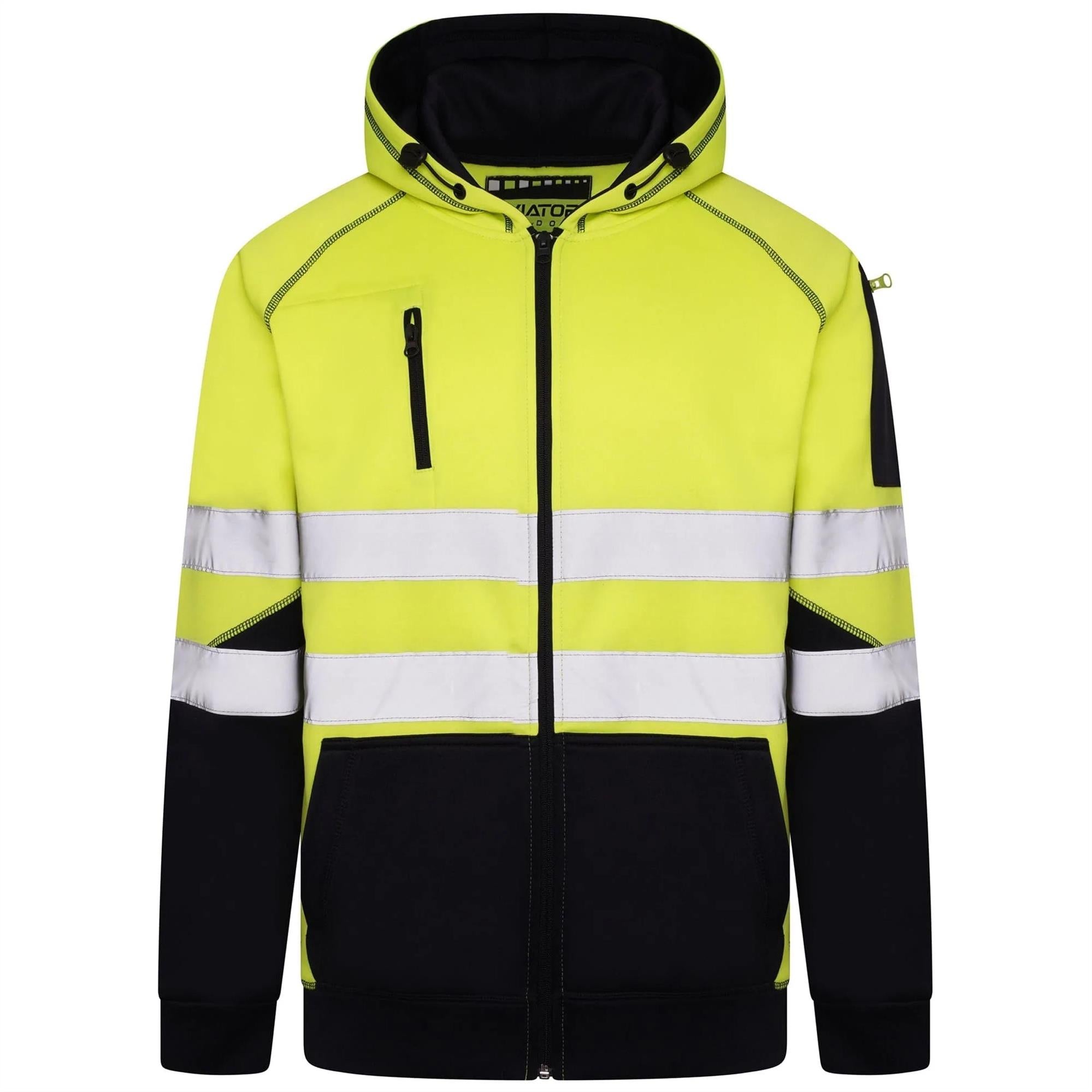 Aviator AV036 hi vis zip hoodie front view