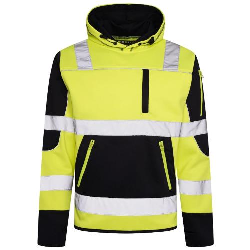 Aviator AV042 hi vis hoodie front view with reflective piping