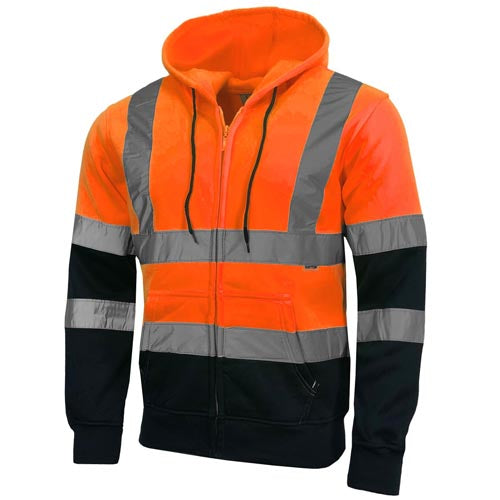 Kapton HV311 hi vis zip hoodie in orange and navy side view