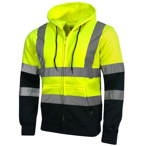 Kapton HV311 hi vis zip hoodie in yellow and navy side view