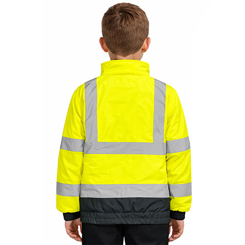 Standsafe HVK025 kids hi vis bomber jacket back view