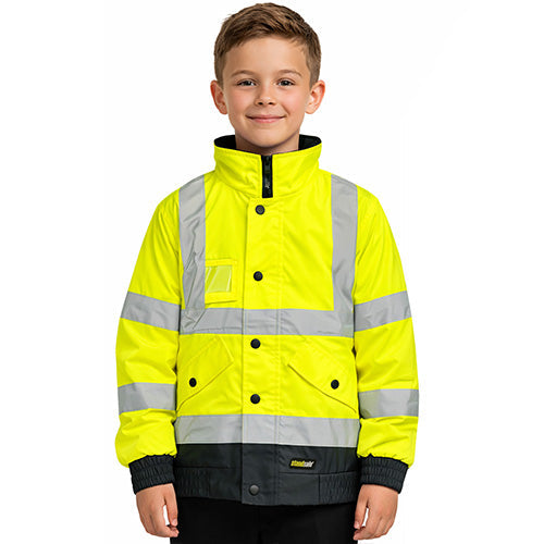 Standsafe HVK025 kids hi vis bomber jacket front view