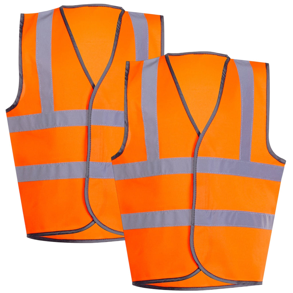 HVK301 kids hi vis safety vest in orange two-pack view