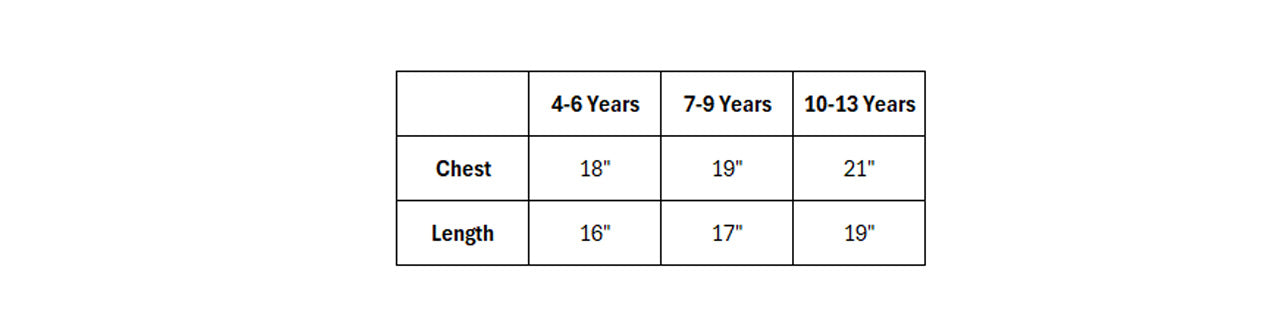 HVK301 kids hi vis safety vest size guide