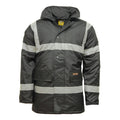 Standsafe HV302 hi vis waterproof parka jacket in black with reflective tape
