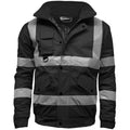 Kapton HV301 hi vis bomber jacket in black with reflective tape