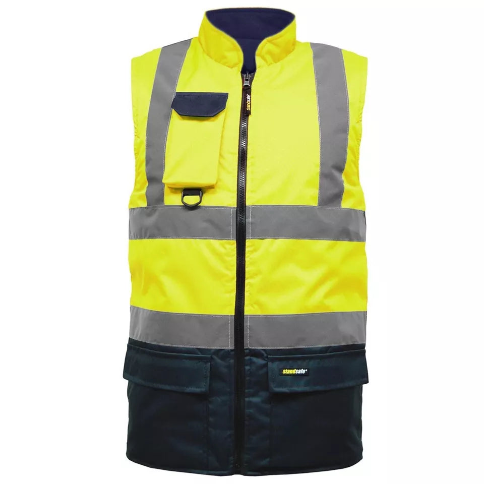 HV037 reversible bodywarmer showing reflective tape