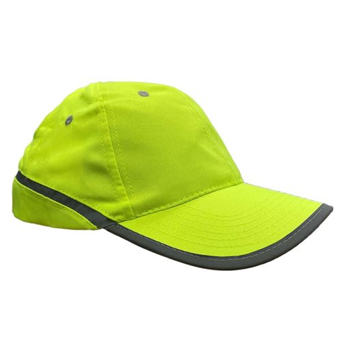 Adults hi vis reflective baseball cap in fluorescent yellow